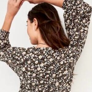 NEW Old Navy Long Sleeve Floral-Print Poet Blouse